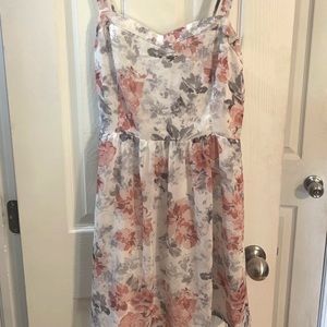 Garage White & Pink Floral Dress